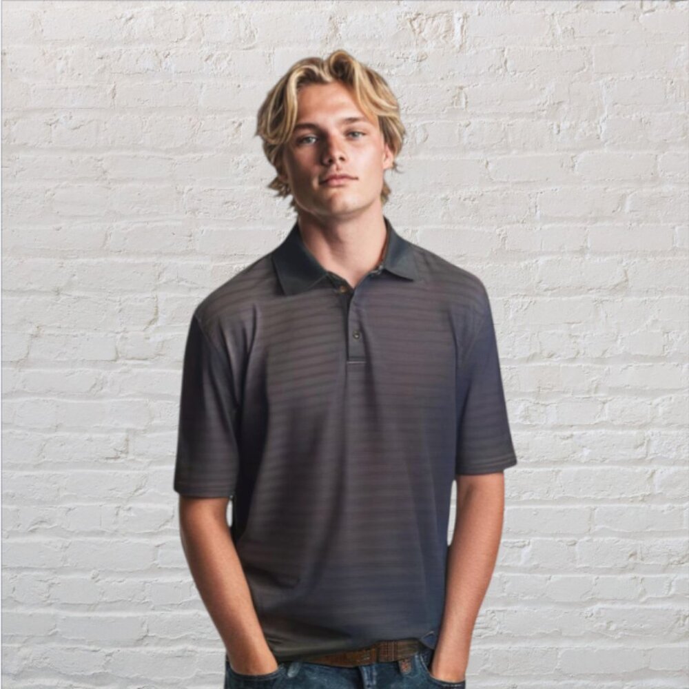 PERRY ELLIS -- Polo Shirt, Large Man, Short Sleeved, Button Down Collar